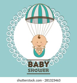 Baby Shower  design over blue background, vector illustration