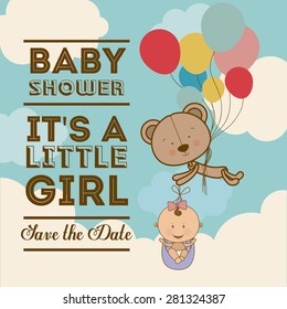 Baby Shower  design over blue background, vector illustration