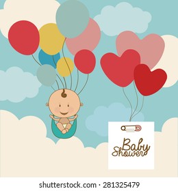 Baby Shower  design over blue background, vector illustration