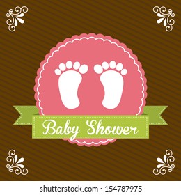 baby shower design over brown background vector illustration