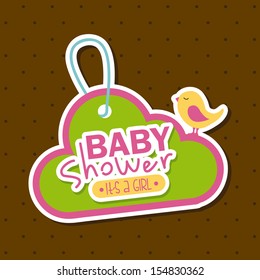 baby shower design over brown background vector illustration