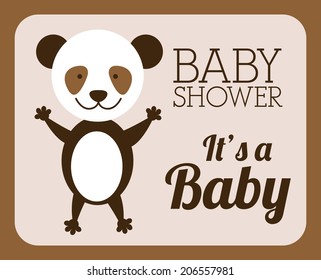 Baby shower design over brown background, vector illustration