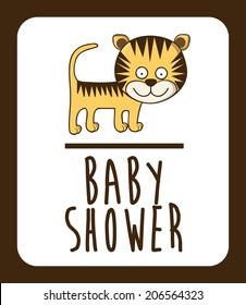 Baby shower design over brown background, vector illustration