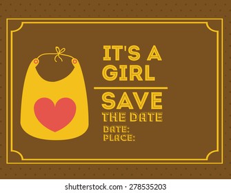 Baby Shower design over brown background, vector illustration
