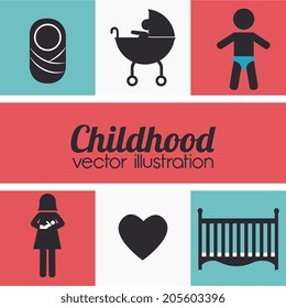 Baby shower design over colorful background, vector illustration