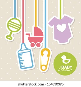 baby shower design over dotted background vector illustration