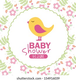 baby shower design over floral background vector illustration