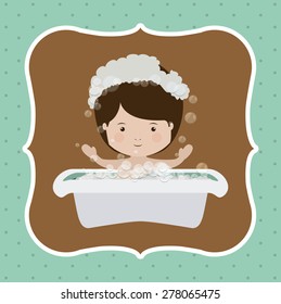 Baby Shower design over green background, vector illustration