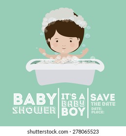 Baby Shower design over green background, vector illustration
