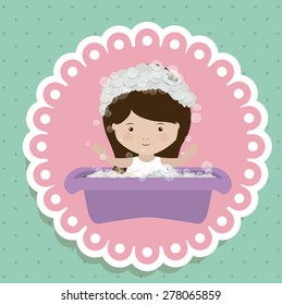 Baby Shower design over green background, vector illustration