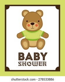 Baby Shower design over green background, vector illustration