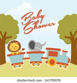 baby shower design over landscape background vector illustration  
