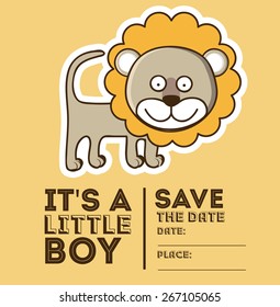 Baby Shower design over orange background, vector illustration
