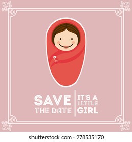 Baby Shower design over pastel purple background, vector illustration