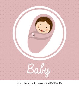 Baby Shower design over pastel purple background, vector illustration