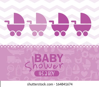 baby shower design over pattern  background vector illustration
