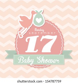 Baby Shower Design Over Pink Background Vector Illustration