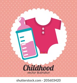 Baby shower design over pink background, vector illustration