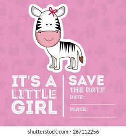 Baby Shower design over pink background, vector illustration