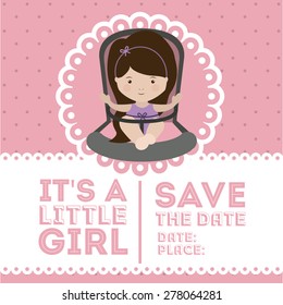 Baby Shower design over pink background, vector illustration