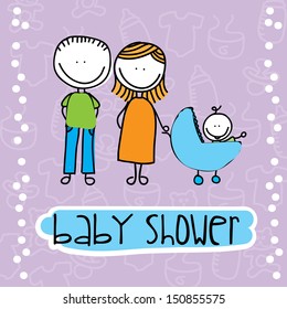 baby shower design over purple background vector illustration  