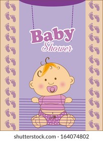 baby shower design over purple  background vector illustration  