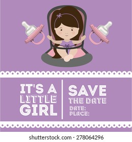 Baby Shower design over purple background, vector illustration