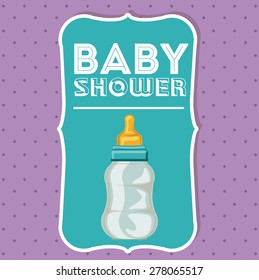 Baby Shower design over purple background, vector illustration