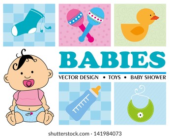 baby shower design over white background vector illustration