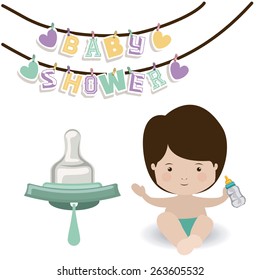 Baby Shower design over white background, vector illustration