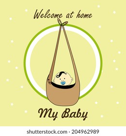 Baby shower design over yellow background, vector illustration
