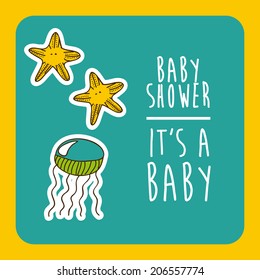 Baby shower design over yellow background, vector illustration