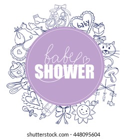 baby shower design vector illustration, hand drawn baby set.