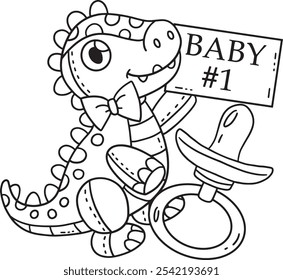 Baby Shower Dinosaur Plushie and Pacifier Isolated