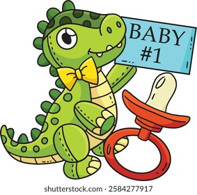 Baby Shower Dinosaur Plushie and Pacifier Clipart