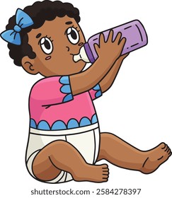 Baby Shower Baby Drinking from a Bottle Clipart