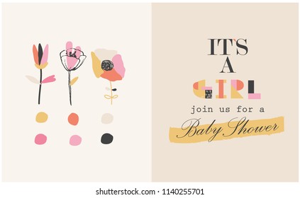 Baby Shower elements template design. Vector EPS 10.