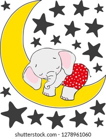 Baby shower elephant moon and stars