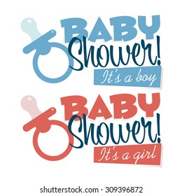 Baby shower emblems with pacifiers for invitation cards