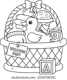 Baby Shower Baby Essentials Isolated Coloring Page