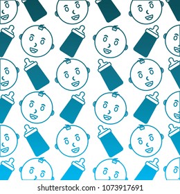 baby shower face babies and bottle milk background pattern