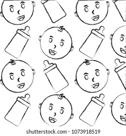 baby shower face babies and bottle milk background pattern