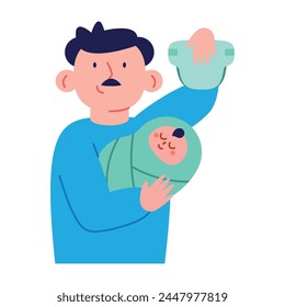 baby shower father and son isolated