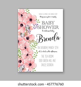 Baby shower floral invitation