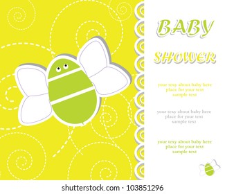 Baby shower with flying bee/ Vector illustration