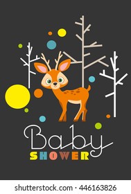 baby shower. forest deer. Vector illustration