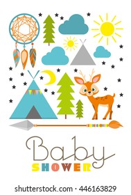 baby shower. forest deer. Vector illustration