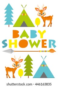 baby shower. forest deer. Vector illustration