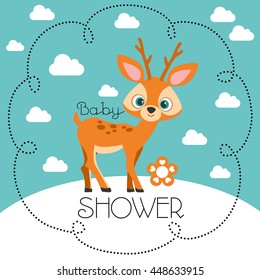 baby shower. forest deer. Vector illustration