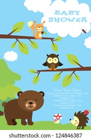 baby shower. forest friends. vector illustration